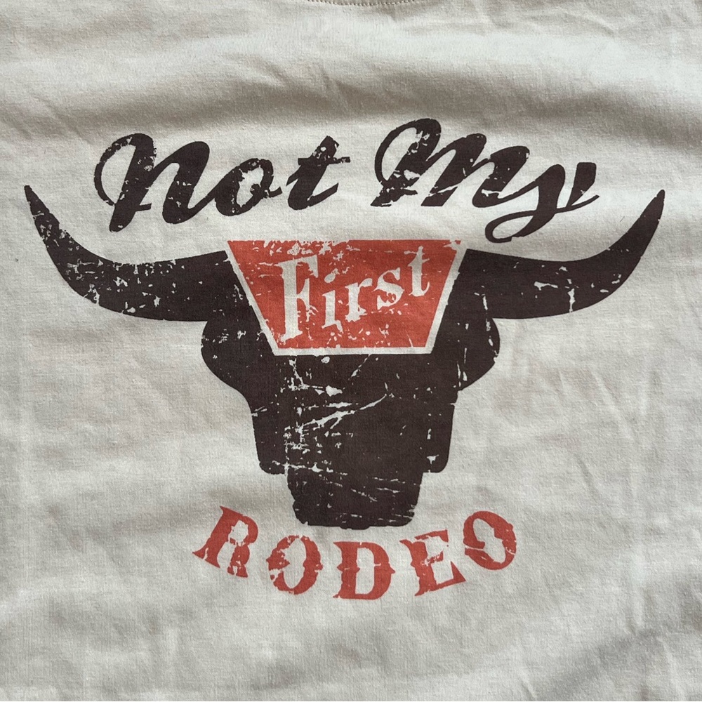 Beige Graphic Tee with Bull Print